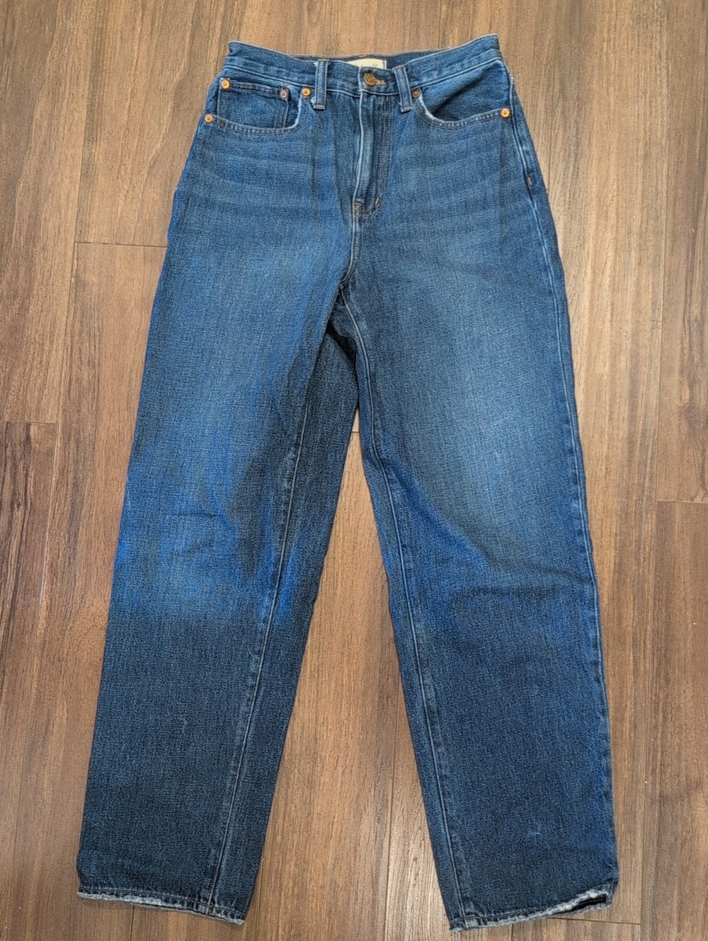 Madewell Women's Baggy Straight-Leg Dark Blue Denim Jeans
